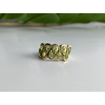 925 Sterling Silver Gold Plated Peridot Ring Size 6.5