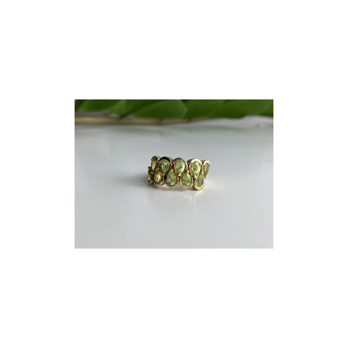 925 Sterling Silver Gold Plated Peridot Ring Size 6.5