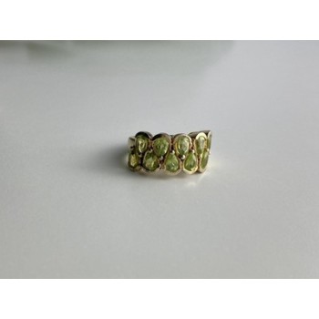 925 Sterling Silver Gold Plated Peridot Ring Size 6.5