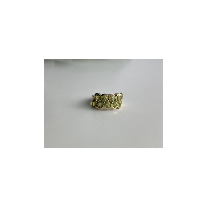 925 Sterling Silver Gold Plated Peridot Ring Size 6.5