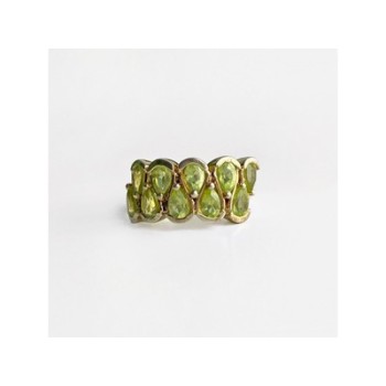 925 Sterling Silver Gold Plated Peridot Ring Size 6.5