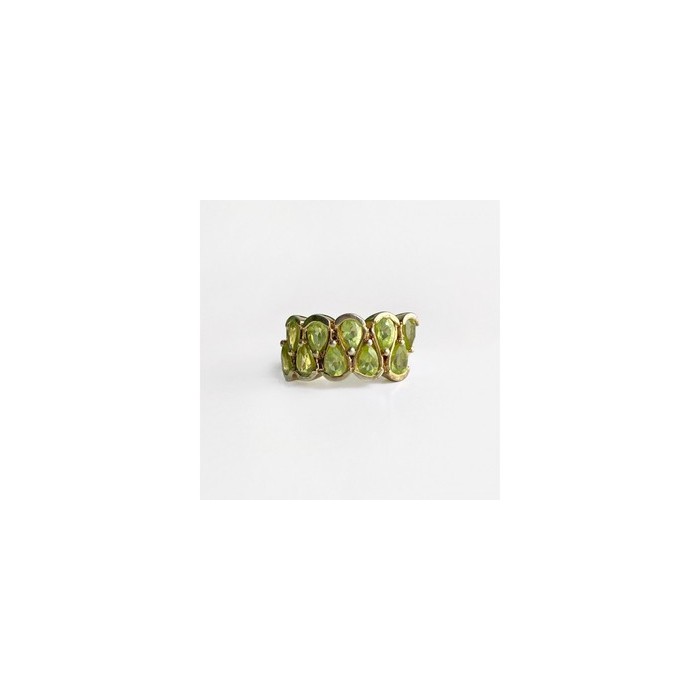 925 Sterling Silver Gold Plated Peridot Ring Size 6.5