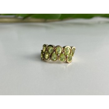 925 Sterling Silver Gold Plated Peridot Ring Size 6.5