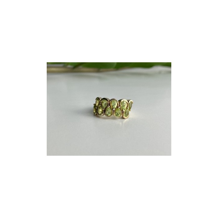 925 Sterling Silver Gold Plated Peridot Ring Size 6.5