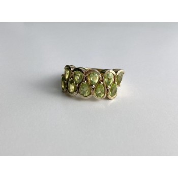925 Sterling Silver Gold Plated Peridot Ring Size 6.5