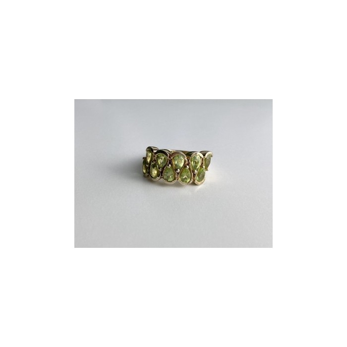 925 Sterling Silver Gold Plated Peridot Ring Size 6.5