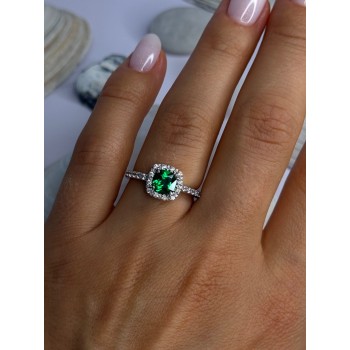 925 Sterling Silver Emerald & Beryl Ring Size 7