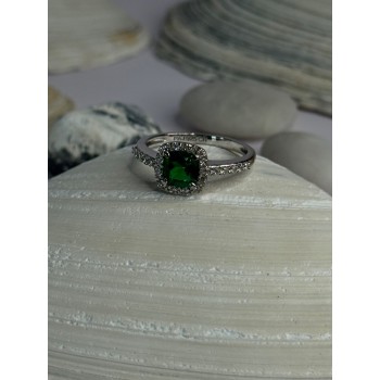 925 Sterling Silver Emerald & Beryl Ring Size 7