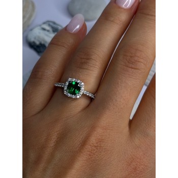 925 Sterling Silver Emerald & Beryl Ring Size 7