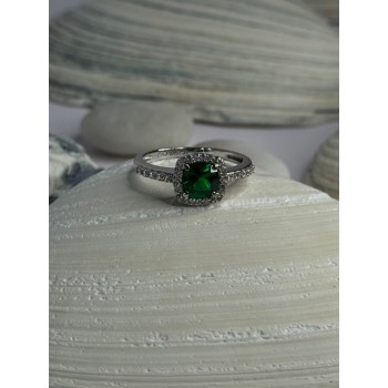 925 Sterling Silver Emerald & Beryl Ring Size 7
