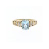 10K YELLOW GOLD AQUAMARINE & DIAMONDS RING SIZE 7