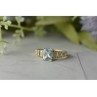 10K YELLOW GOLD AQUAMARINE & DIAMONDS RING SIZE 7