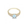 10K YELLOW GOLD AQUAMARINE & DIAMONDS RING SIZE 7