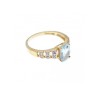 10K YELLOW GOLD AQUAMARINE & DIAMONDS RING SIZE 7
