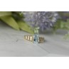 10K YELLOW GOLD AQUAMARINE & DIAMONDS RING SIZE 7