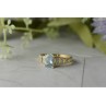 10K YELLOW GOLD AQUAMARINE & DIAMONDS RING SIZE 7