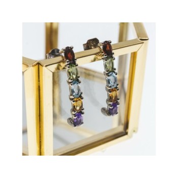 925 Sterling Silver Multi Gemstones Earrings