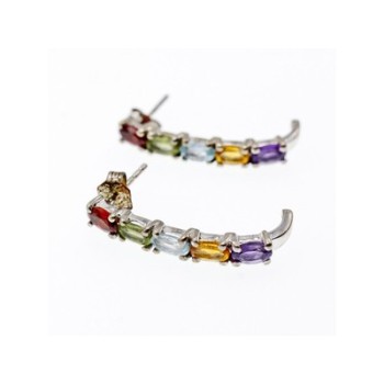 925 Sterling Silver Multi Gemstones Earrings
