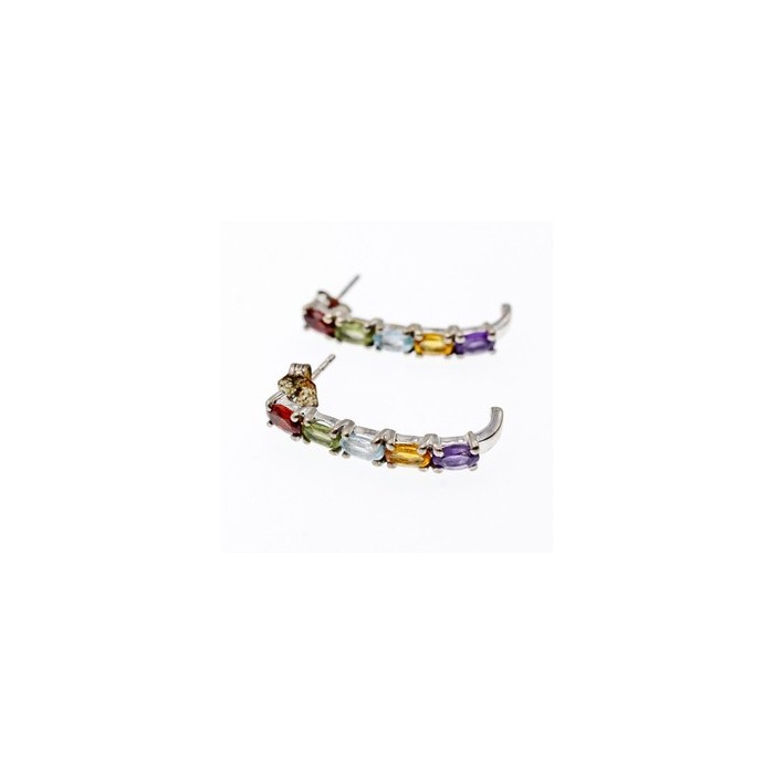 925 Sterling Silver Multi Gemstones Earrings