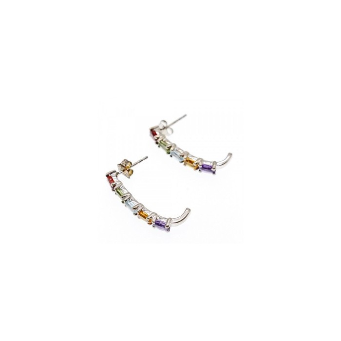 925 Sterling Silver Multi Gemstones Earrings