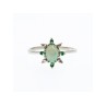 10K WHITE GOLD STAR SAPPHIRE, EMERALD & DIAMONDS RING SIZE 8.5