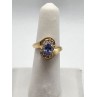 14K YELLOW GOLD TANZANITE & DIAMONDS RING  SIZE 5