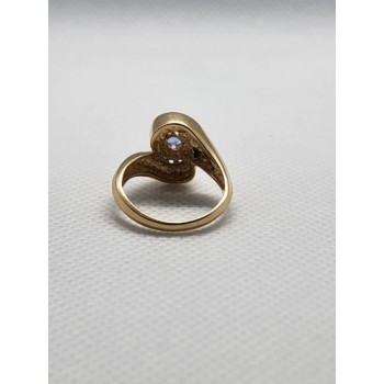 14K YELLOW GOLD TANZANITE & DIAMONDS RING  SIZE 5