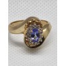 14K YELLOW GOLD TANZANITE & DIAMONDS RING  SIZE 5