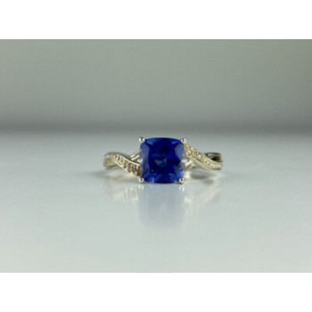 925 STERLING SILVER IOLITE & CZ RING SIZE 6.75