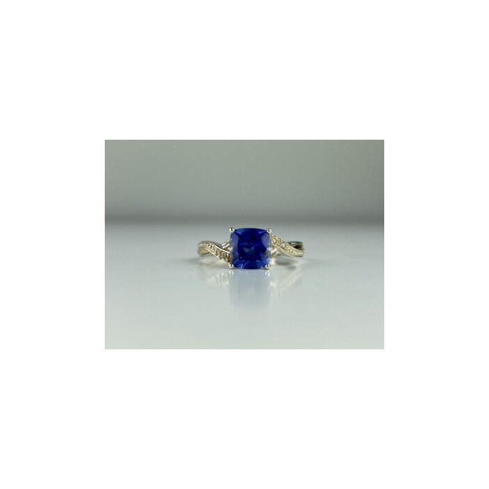 925 STERLING SILVER IOLITE & CZ RING SIZE 6.75