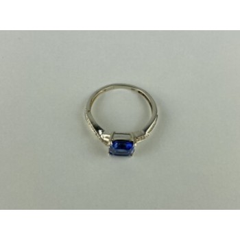 925 STERLING SILVER IOLITE & CZ RING SIZE 6.75