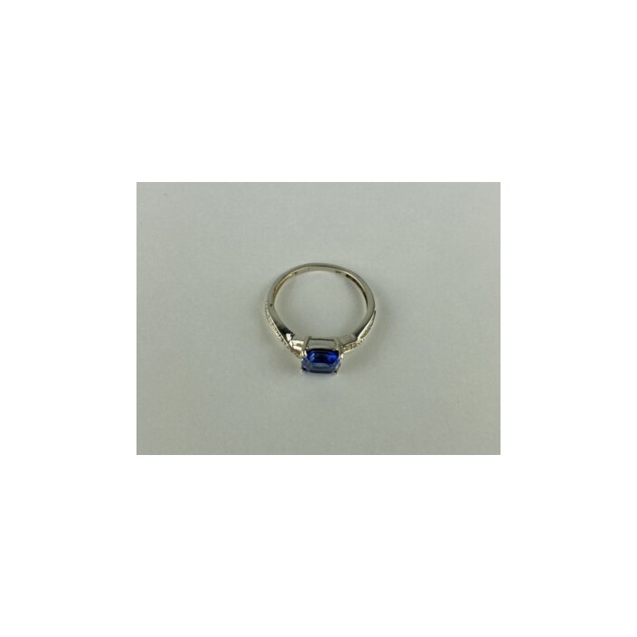 925 STERLING SILVER IOLITE & CZ RING SIZE 6.75