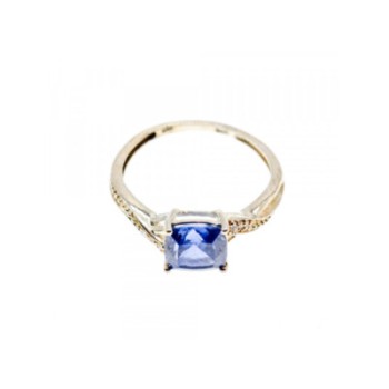 925 STERLING SILVER IOLITE & CZ RING SIZE 6.75