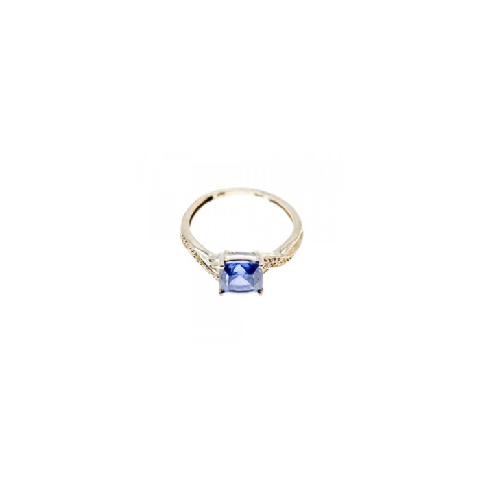 925 STERLING SILVER IOLITE & CZ RING SIZE 6.75