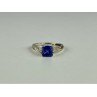 925 STERLING SILVER IOLITE & CZ RING SIZE 6.75