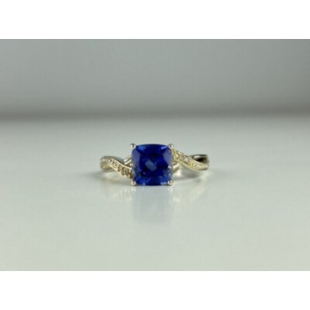 925 STERLING SILVER IOLITE & CZ RING SIZE 6.75