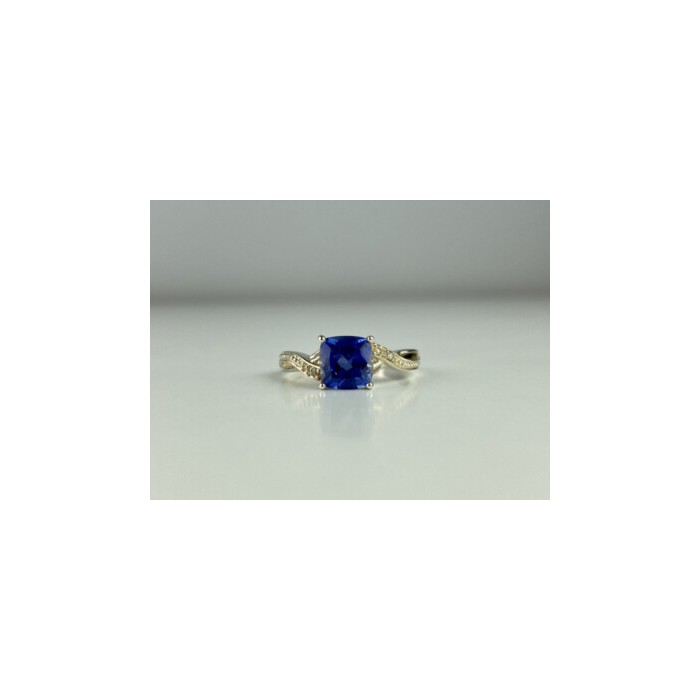 925 STERLING SILVER IOLITE & CZ RING SIZE 6.75