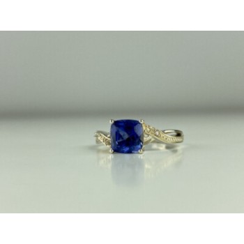 925 STERLING SILVER IOLITE & CZ RING SIZE 6.75