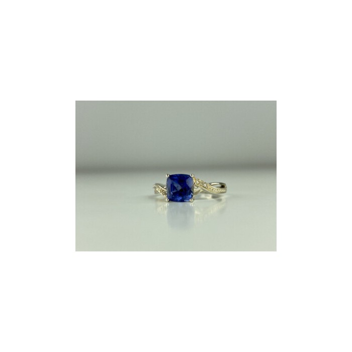 925 STERLING SILVER IOLITE & CZ RING SIZE 6.75