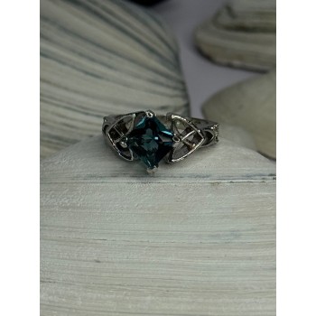 925 Sterling Silver Aquamarine Ring Size 6