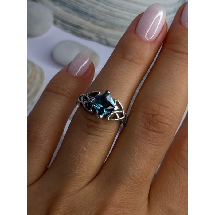 925 Sterling Silver Aquamarine Ring Size 6