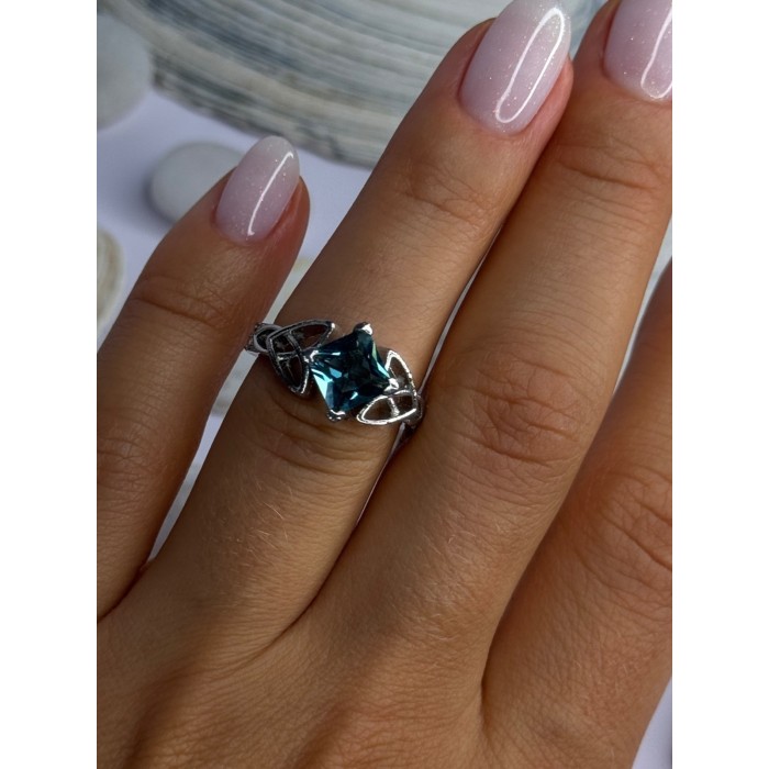 925 Sterling Silver Aquamarine Ring Size 6