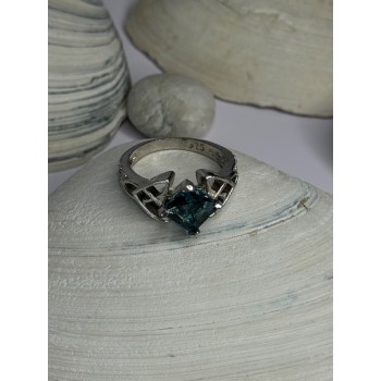 925 Sterling Silver Aquamarine Ring Size 6