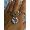 925 Sterling Silver Heart & Key CZ Bracelet Length 7.5
