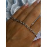 925 Sterling Silver Heart & Key CZ Bracelet Length 7.5
