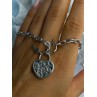925 Sterling Silver Heart & Key CZ Bracelet Length 7.5