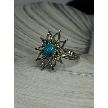 925 Sterling Silver Turquoise Ring Size 8