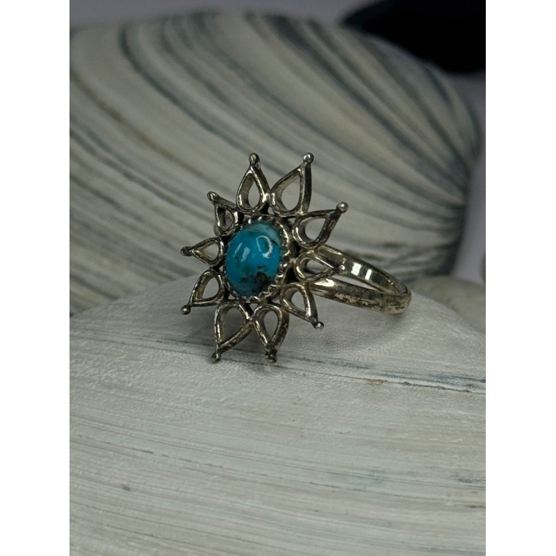 925 Sterling Silver Turquoise Ring Size 8