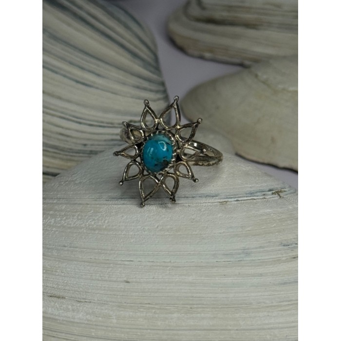 925 Sterling Silver Turquoise Ring Size 8