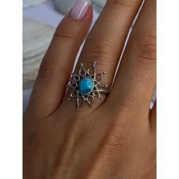 925 Sterling Silver Turquoise Ring Size 8